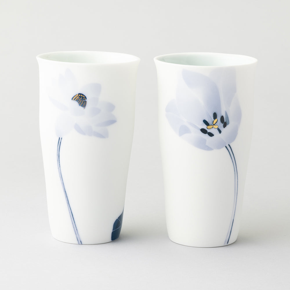 ブルーメ ロンググラスLペアセット(ハス&チューリップ)