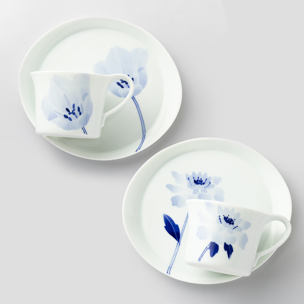 カップ＆ソーサーMペアセット(マツムシ草&チューリップ)