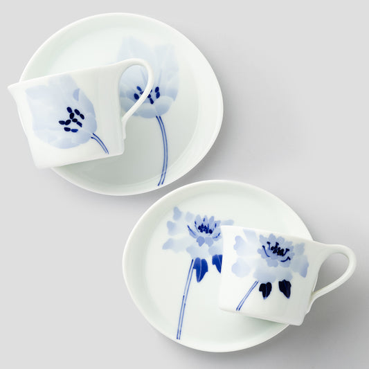 カップ＆ソーサーSペアセット(マツムシ草&チューリップ)