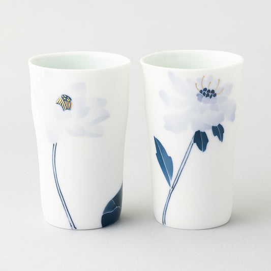 ブルーメ ロンググラスM ペアセット(ハス&マツムシ草)