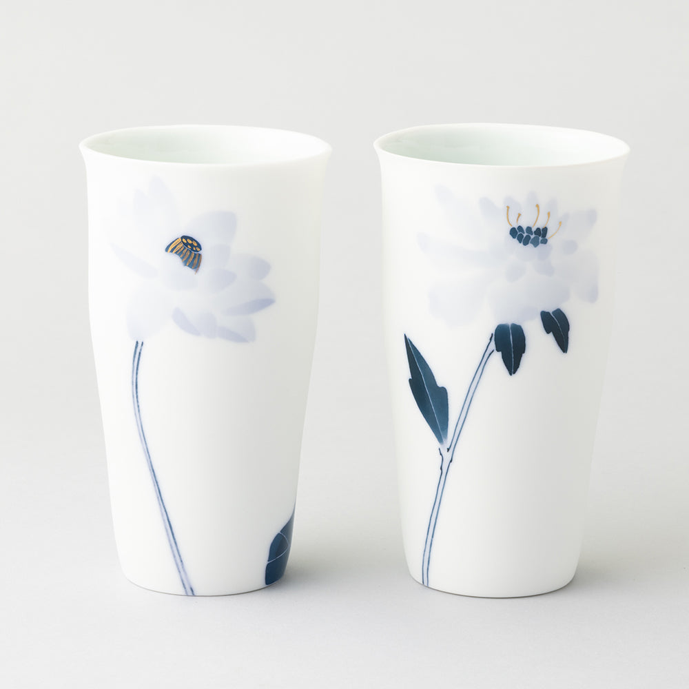 ブルーメ ロンググラスLペアセット(ハス&マツムシ草)