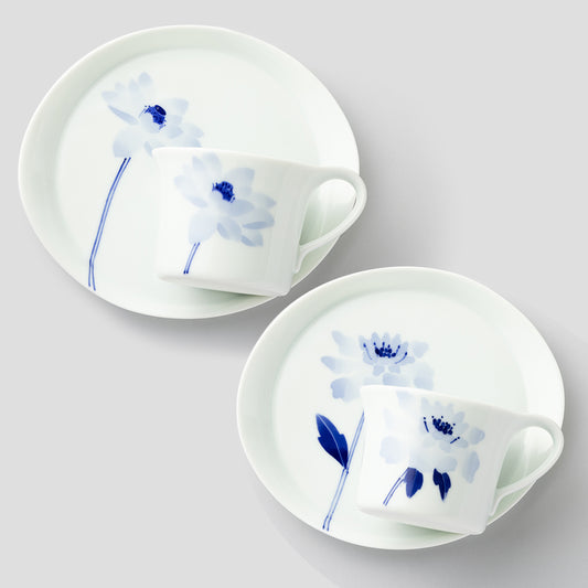 カップ＆ソーサーMペアセット(ハス&マツムシ草)