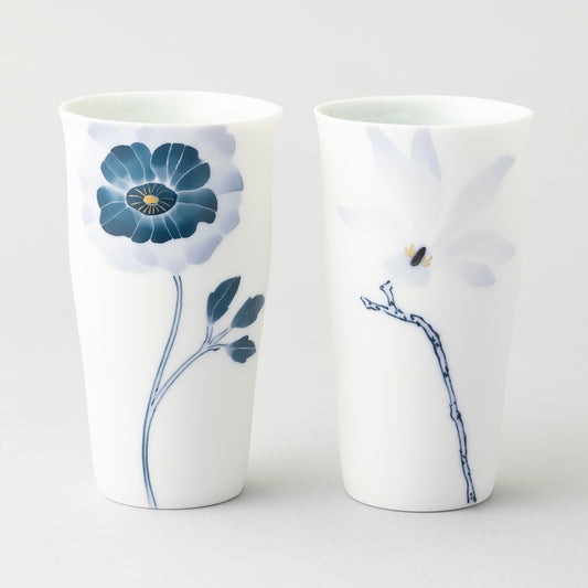 ブルーメ ロンググラスLペアセット(アネモネ&こぶし)