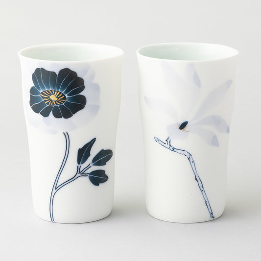 ブルーメ ロンググラスM ペアセット(アネモネ&こぶし)