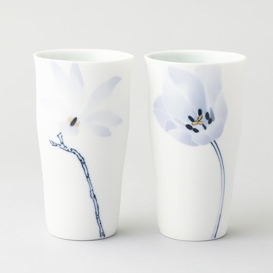 ブルーメ ロンググラスLペアセット（こぶし&チューリップ)