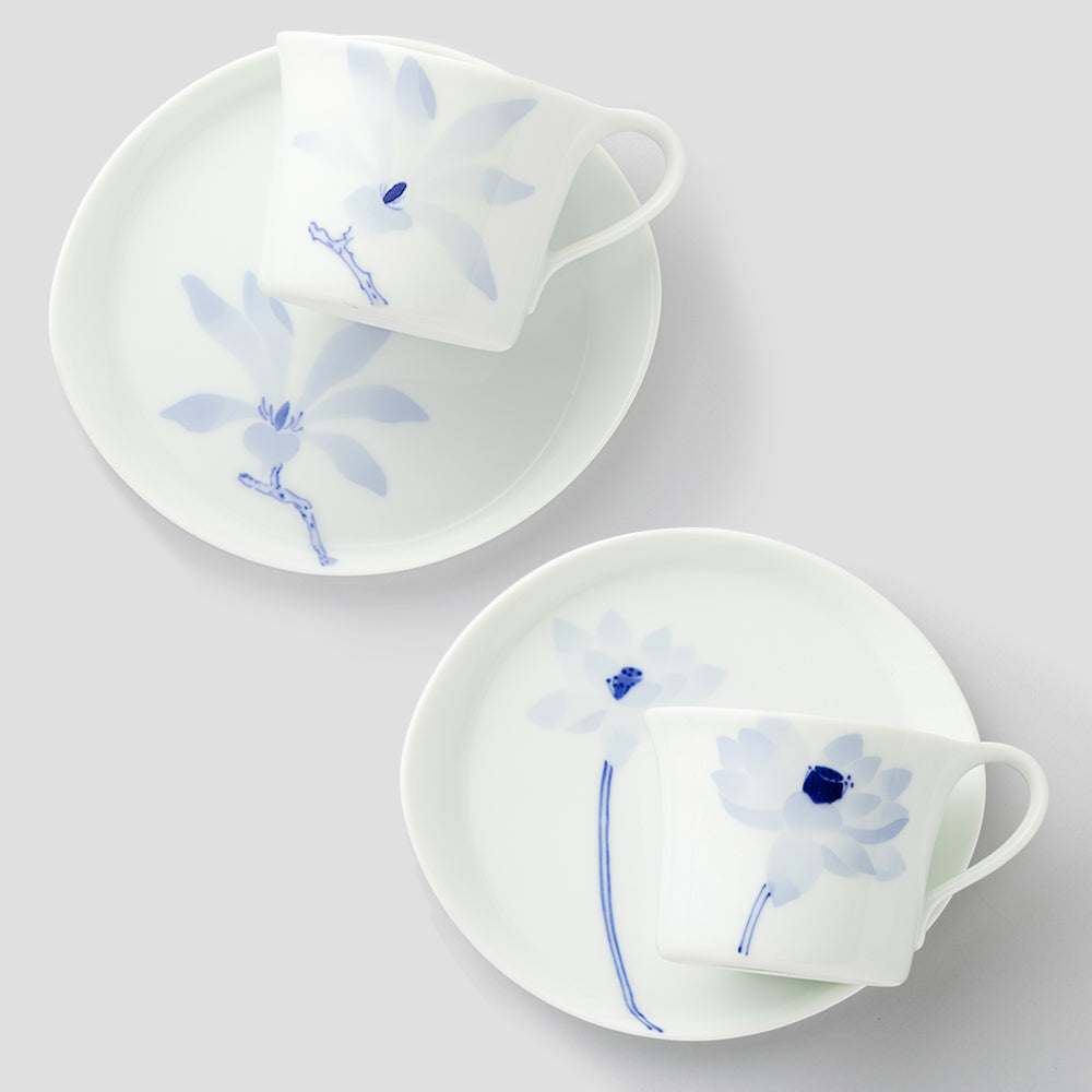 カップ＆ソーサーSペアセット(ハス&こぶし)