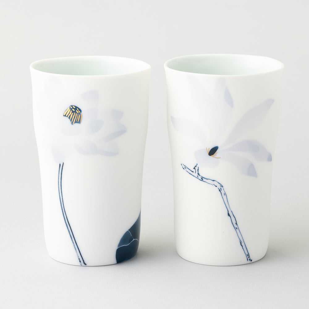 ブルーメ ロンググラスLペアセット(ハス&こぶし)