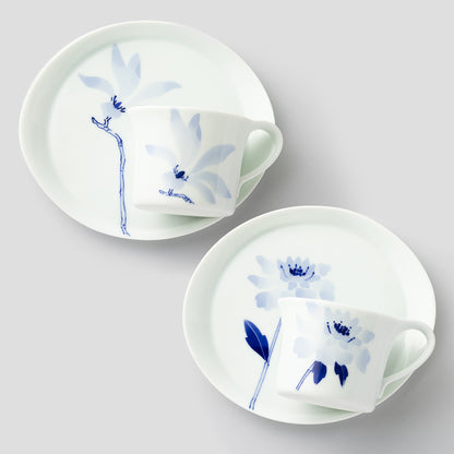 カップ＆ソーサーMペアセット(マツムシ草&こぶし)