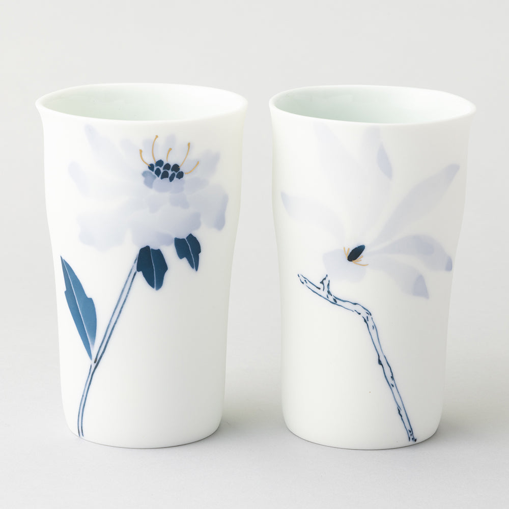 ブルーメ ロンググラスM ペアセット(マツムシ草&こぶし）