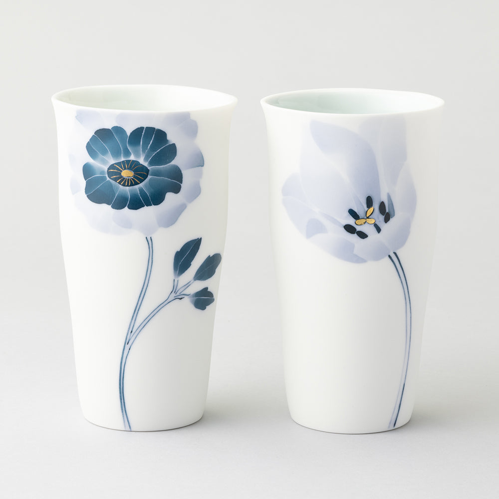 ブルーメ ロンググラスLペアセット(アネモネ&チューリップ)