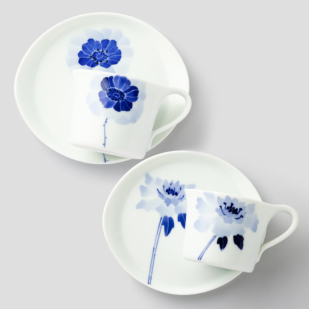 カップ＆ソーサーSペアセット(アネモネ&マツムシ草)