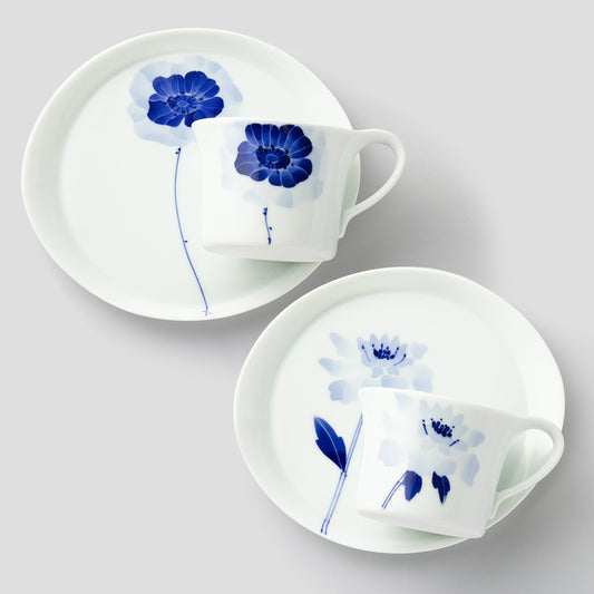 カップ＆ソーサーMペアセット(アネモネ&マツムシ草)